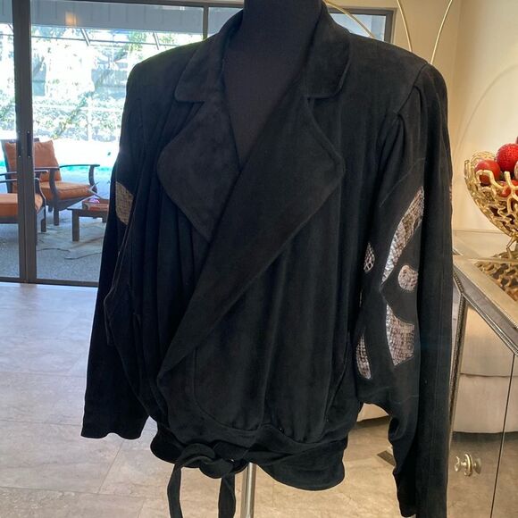 Vintage 80’s Suede and Leather Batwing Jacket - Picture 1 of 16